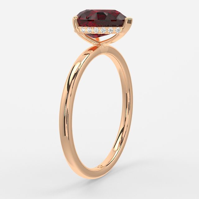 1.00ct Lab-Grown Pear Ruby Kate Rose Gold Hidden Halo Engagement Ring
