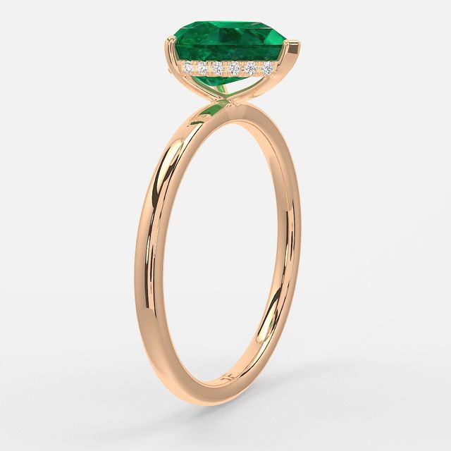 1.00ct Lab Grown Pear Emerald Kate Rose Gold Hidden Halo Engagement Ring
