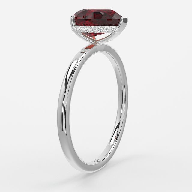 1.00ct Lab-Grown Pear Ruby Kate White Gold Hidden Halo Engagement Ring