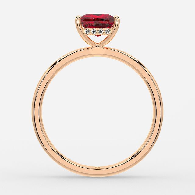 1.00ct Lab-Grown Princess Ruby Kate Rose Gold Hidden Halo Engagement Ring
