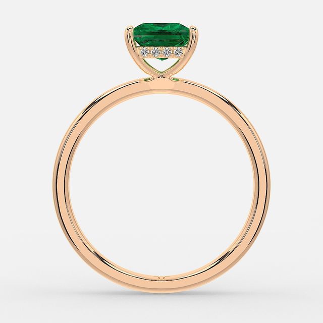1.00ct Lab Grown Princess Emerald Kate Rose Gold Hidden Halo Engagement Ring