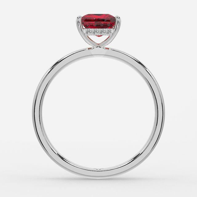 1.00ct Lab-Grown Princess Ruby Kate White Gold Hidden Halo Engagement Ring