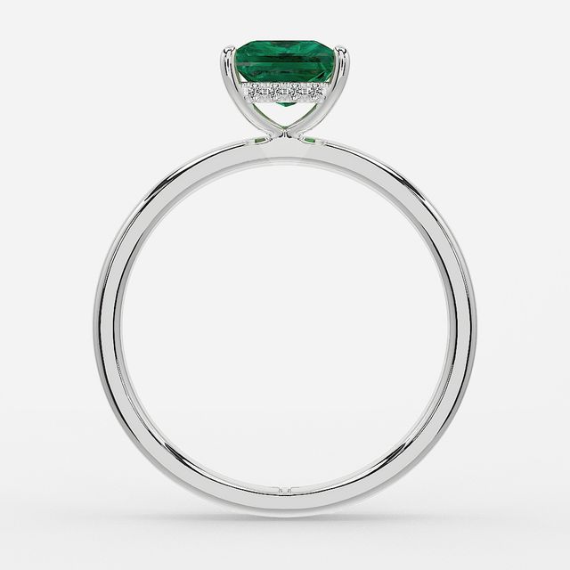 1.00ct Lab Grown Princess Emerald Kate White Gold Hidden Halo Engagement Ring
