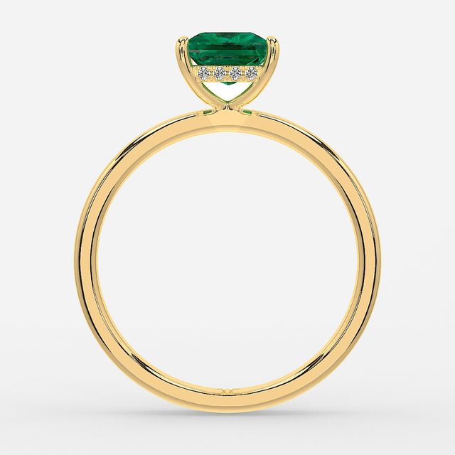 1.00ct Lab Grown Princess Emerald Kate Yellow Gold Hidden Halo Engagement Ring