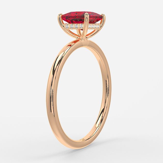 1.00ct Lab-Grown Princess Ruby Kate Rose Gold Hidden Halo Engagement Ring