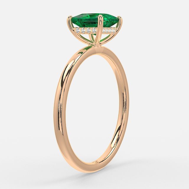 1.00ct Lab Grown Princess Emerald Kate Rose Gold Hidden Halo Engagement Ring