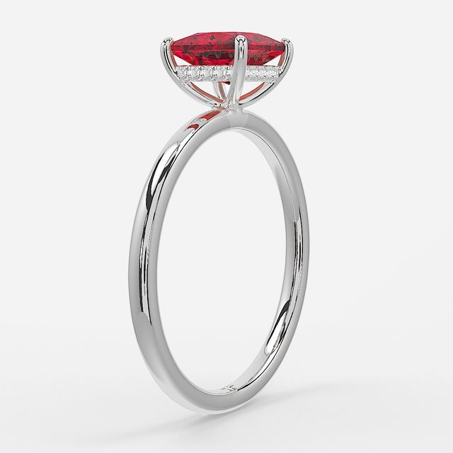 1.00ct Lab-Grown Princess Ruby Kate White Gold Hidden Halo Engagement Ring