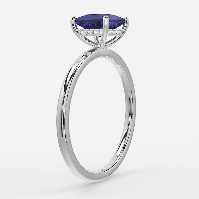 1.00ct Lab Grown Princess Blue Sapphire Kate Platinum Hidden Halo Engagement Ring