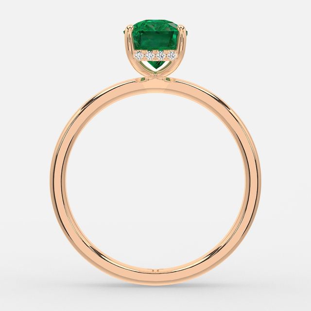 1.00ct Lab Grown Radiant Emerald Kate Rose Gold Hidden Halo Engagement Ring