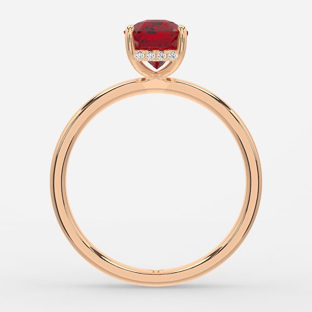 1.00ct Lab-Grown Radiant Ruby Kate Rose Gold Hidden Halo Engagement Ring