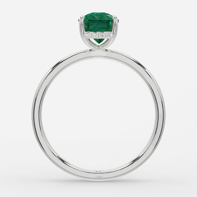 1.00ct Lab Grown Radiant Emerald Kate Platinum Hidden Halo Engagement Ring