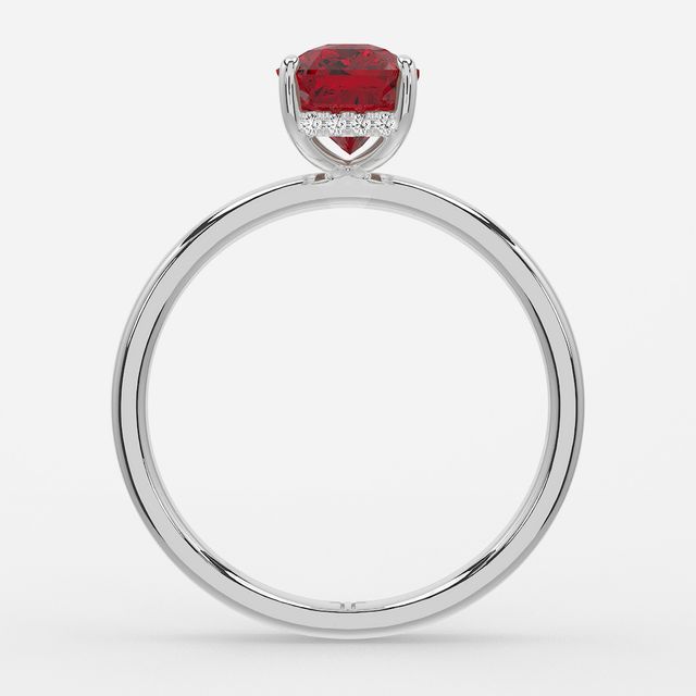 1.00ct Lab-Grown Radiant Ruby Kate White Gold Hidden Halo Engagement Ring