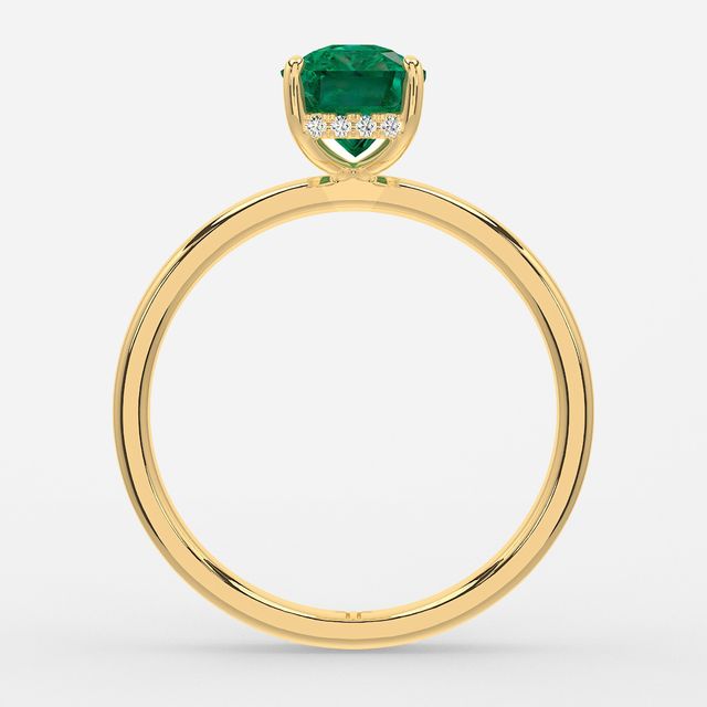 1.00ct Lab Grown Radiant Emerald Kate Yellow Gold Hidden Halo Engagement Ring