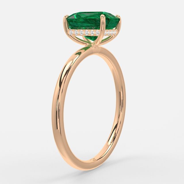 1.00ct Lab Grown Radiant Emerald Kate Rose Gold Hidden Halo Engagement Ring