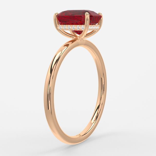 1.00ct Lab-Grown Radiant Ruby Kate Rose Gold Hidden Halo Engagement Ring