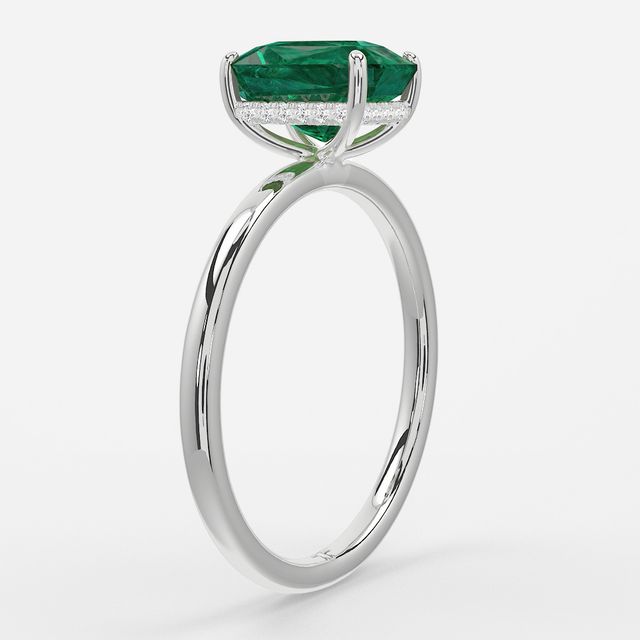 1.00ct Lab Grown Radiant Emerald Kate Platinum Hidden Halo Engagement Ring