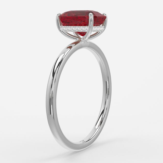1.00ct Lab-Grown Radiant Ruby Kate White Gold Hidden Halo Engagement Ring