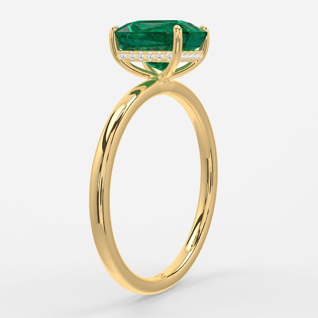 1.00ct Lab Grown Radiant Emerald Kate Yellow Gold Hidden Halo Engagement Ring