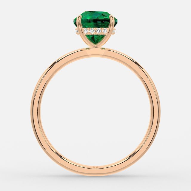 1.00ct Lab Grown Round Emerald Kate Rose Gold Hidden Halo Engagement Ring