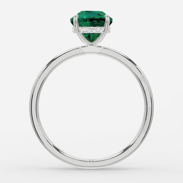 1.00ct Lab Grown Round Emerald Kate Platinum Hidden Halo Engagement Ring
