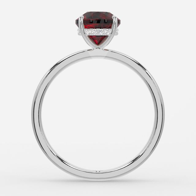 1.00ct Lab-Grown Round Ruby Kate Platinum Hidden Halo Engagement Ring