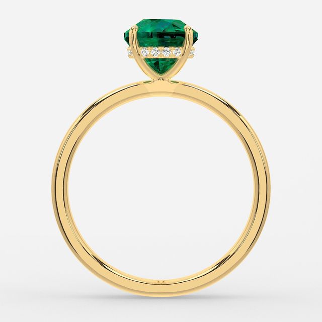 1.00ct Lab Grown Round Emerald Kate Yellow Gold Hidden Halo Engagement Ring