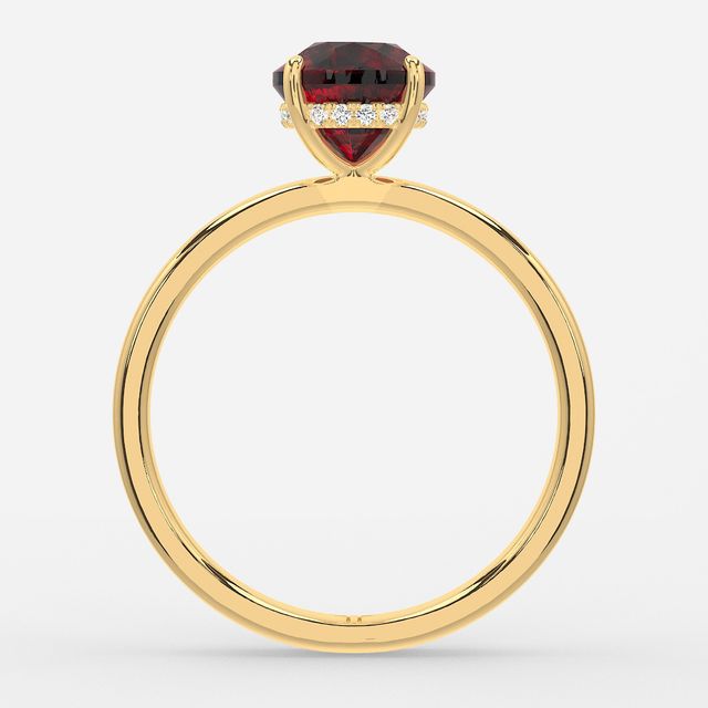 1.00ct Lab-Grown Round Ruby Kate Yellow Gold Hidden Halo Engagement Ring