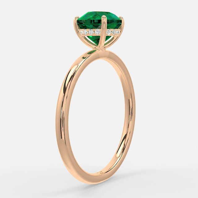 1.00ct Lab Grown Round Emerald Kate Rose Gold Hidden Halo Engagement Ring