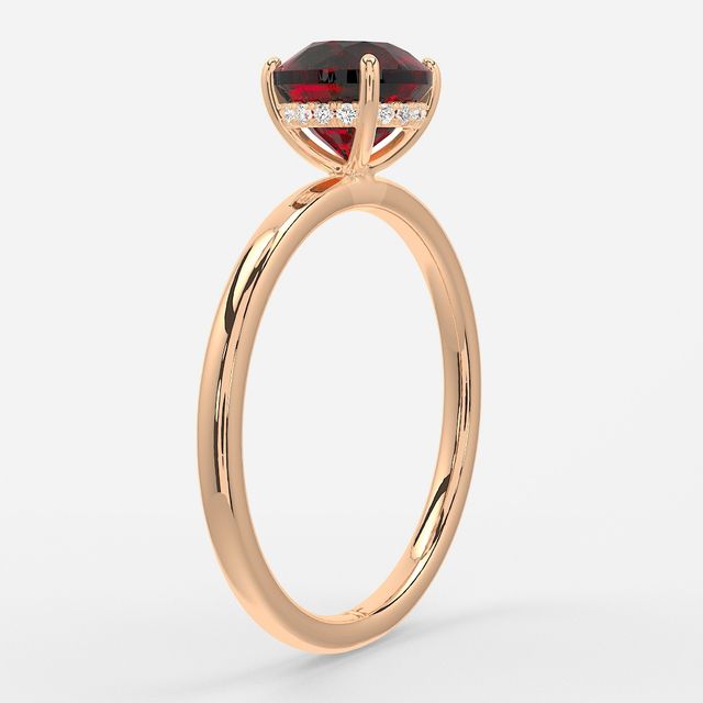 1.00ct Lab-Grown Round Ruby Kate Rose Gold Hidden Halo Engagement Ring