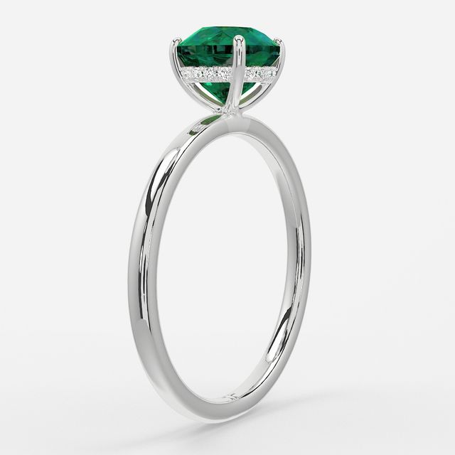 1.00ct Lab Grown Round Emerald Kate Platinum Hidden Halo Engagement Ring