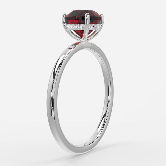 1.00ct Lab-Grown Round Ruby Kate Platinum Hidden Halo Engagement Ring