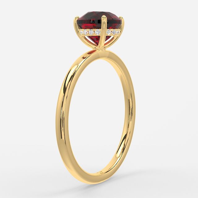 1.00ct Lab-Grown Round Ruby Kate Yellow Gold Hidden Halo Engagement Ring