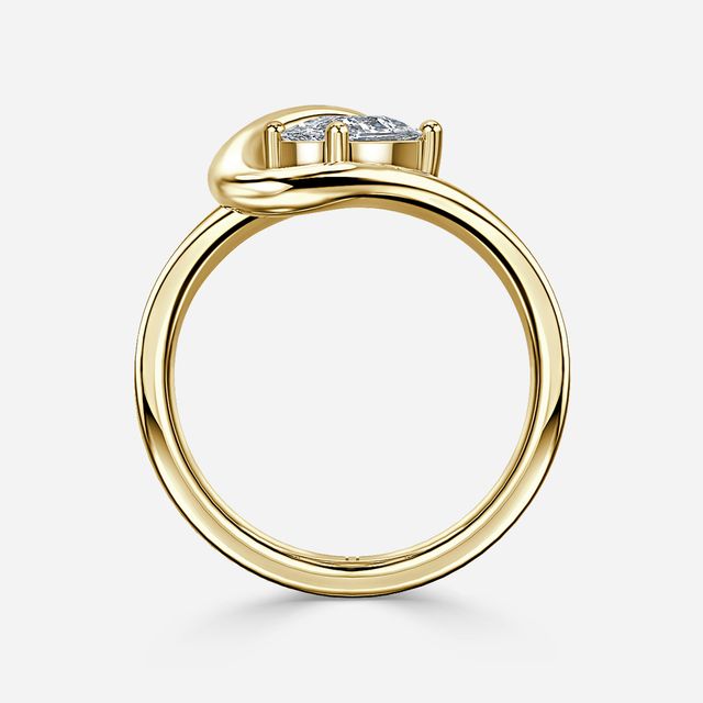 Ocean Tide Yellow Gold Solitaire Engagement Ring
