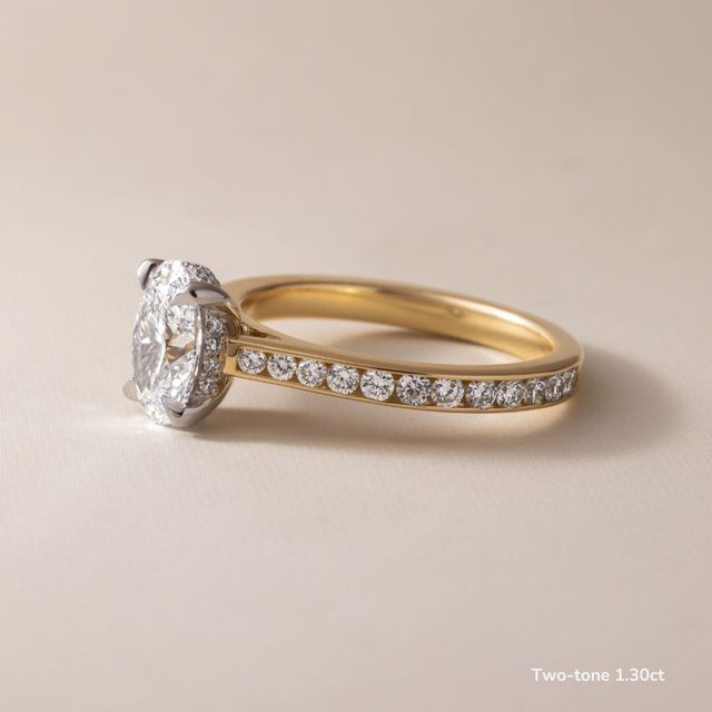 Kate Yellow Gold Channel Set Hidden Halo Engagement Ring