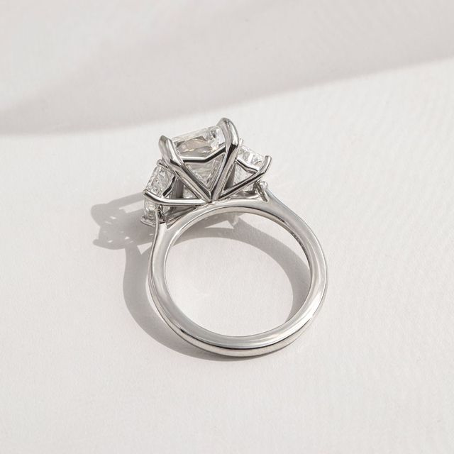 Treya Platinum Trilogy Engagement Ring Emerald Lab Diamond – 5.04ct