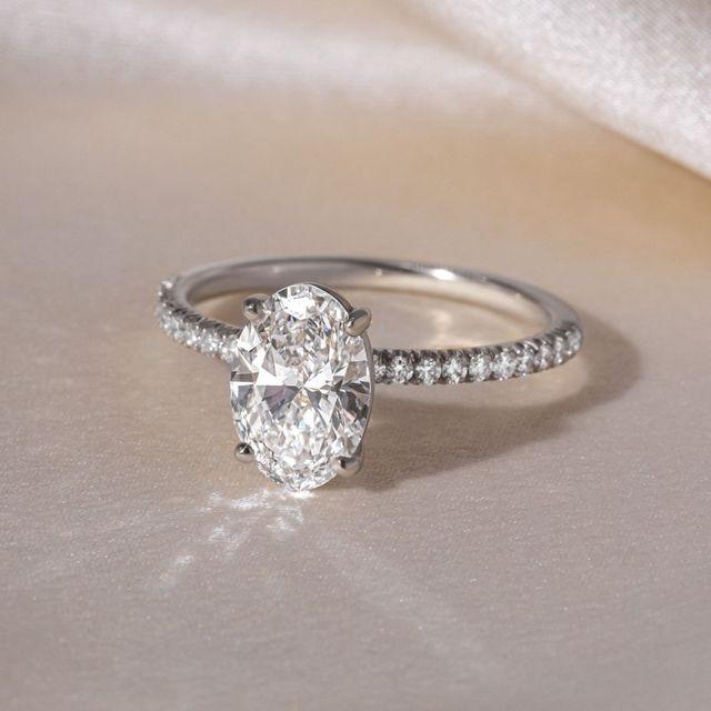 2.20ct Jessica Platinum Diamond Band Engagement Ring Oval Lab Diamond