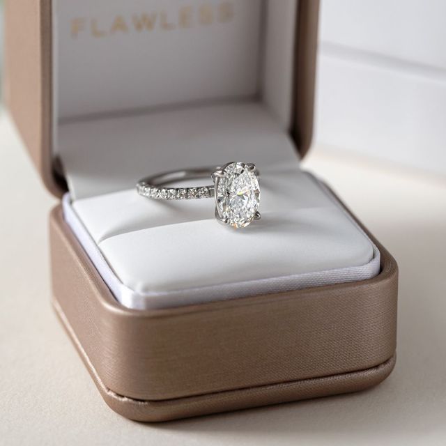 2.20ct Jessica Platinum Diamond Band Engagement Ring Oval Lab Diamond