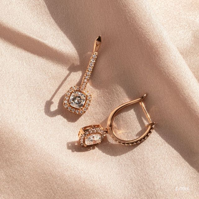 Rosée Cushion Earrings In Rose Gold
