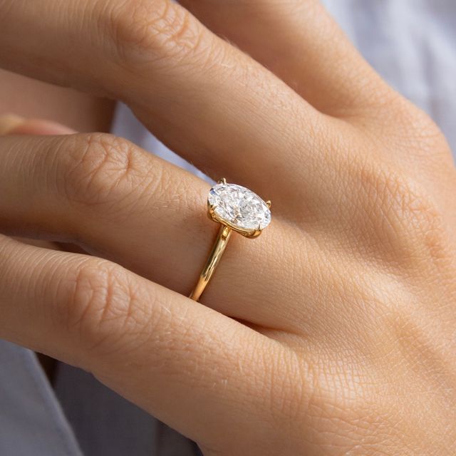 2.00ct Chelsea Yellow Gold Solitaire Engagement Ring Oval Lab Diamond