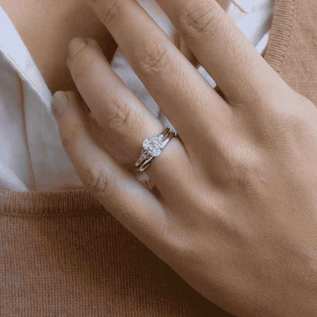 0.70 Carat Oval Diamond Cluster Engagement Ring In Platinum - Francis