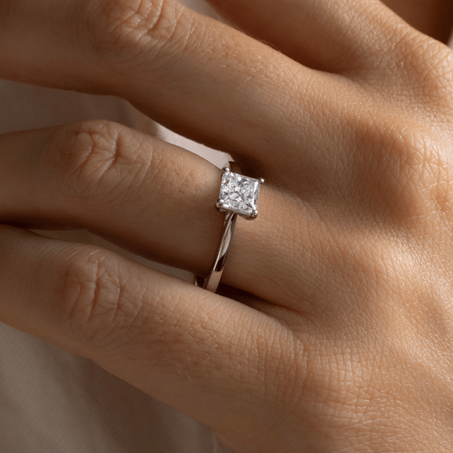 1 Carat Princess Diamond Solitaire Ring In Platinum - Naomi