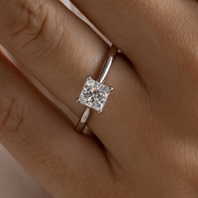1 Carat Princess Diamond Solitaire Ring In Platinum - Naomi