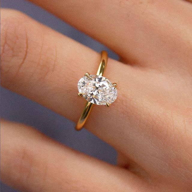 2 Carat Oval Diamond Solitaire Ring In 18K Yellow Gold-Chelsea