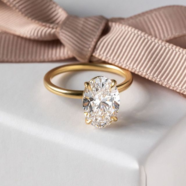 2 Carat Oval Diamond Solitaire Ring In 18K Yellow Gold-Chelsea