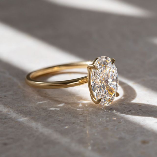 2 Carat Oval Diamond Solitaire Ring In 18K Yellow Gold-Chelsea