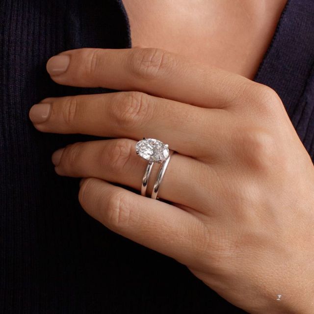 2 Carat Oval Diamond Hidden Halo Engagement Ring In Platinum-Kate