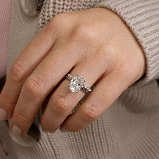 2 Carat Oval Diamond Hidden Halo Engagement Ring In Platinum-Kate