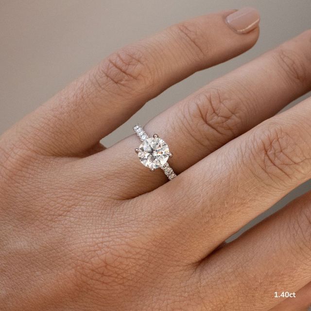 1.40ct Sadie Platinum Hidden Halo Diamond Band Engagement Ring Round Lab Diamond