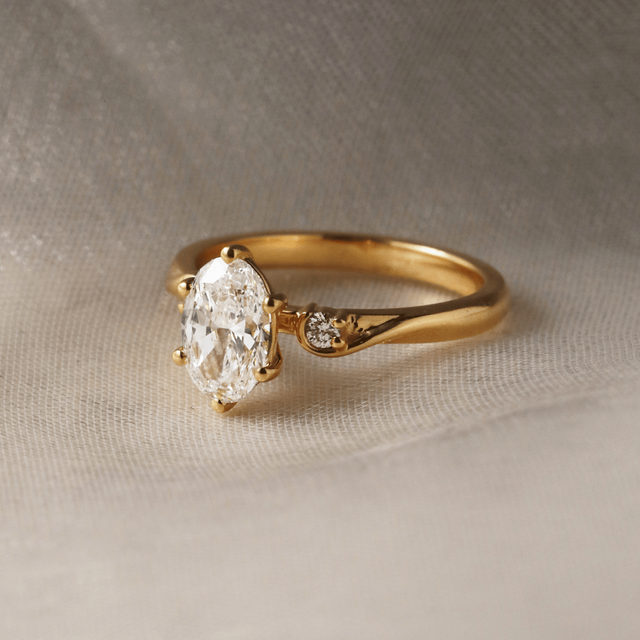 1.00ct Alani Yellow Gold Three Stone Twisted Band Engagement Ring Oval Lab Diamond