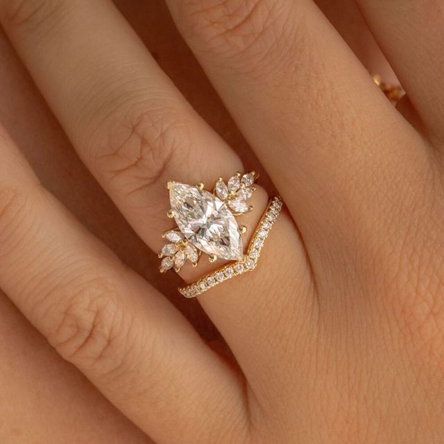 2 Carat Marquise Diamond Cluster Engagement Ring In 18K Rose Gold - Anastasia